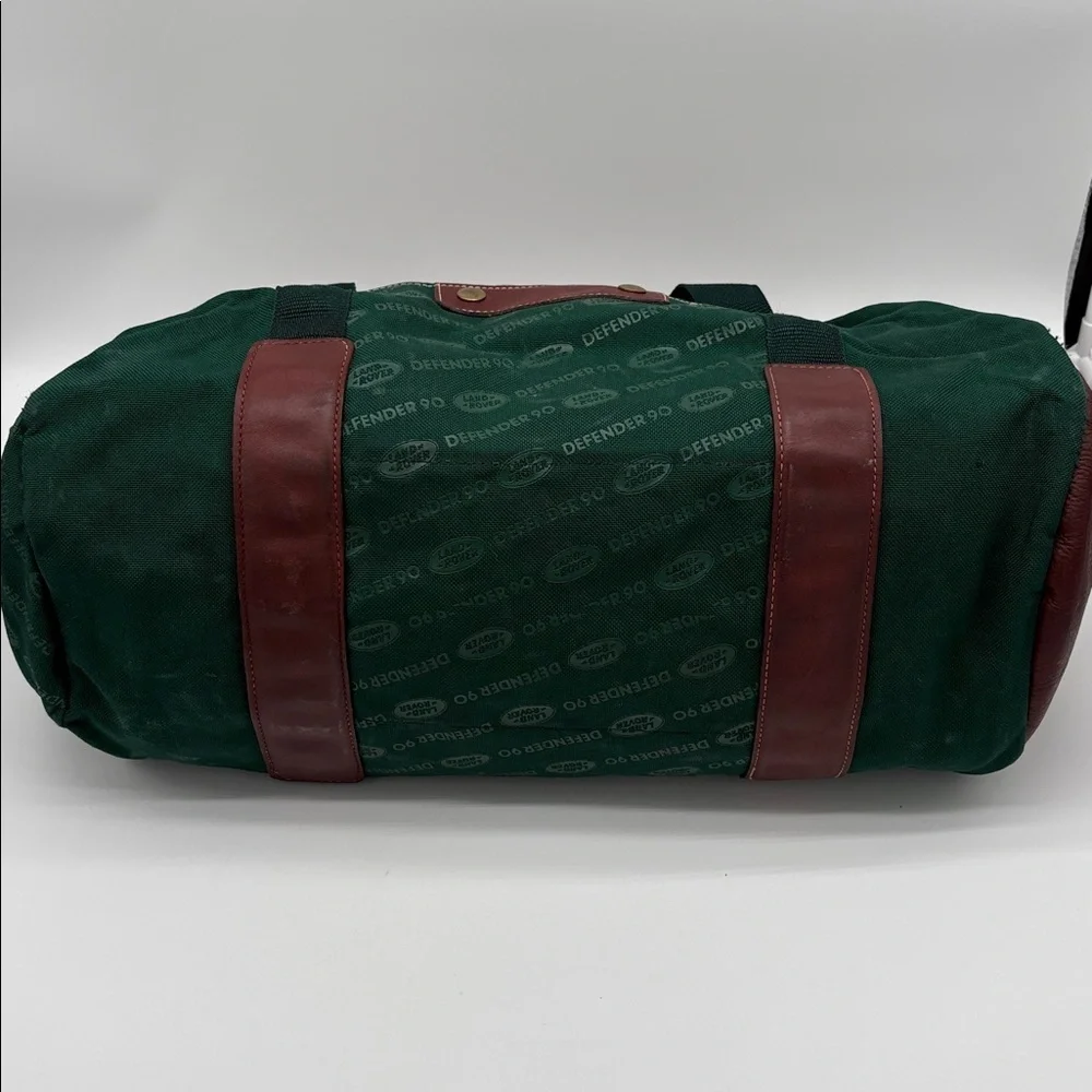 Vintage Land Rover Defender Green Canvas Leather Strap Duffle Bag BLEMISHES